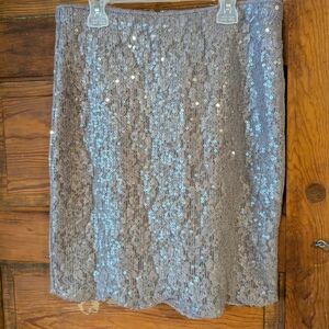 Silver Sequin‎ Mini Pencil Skirt